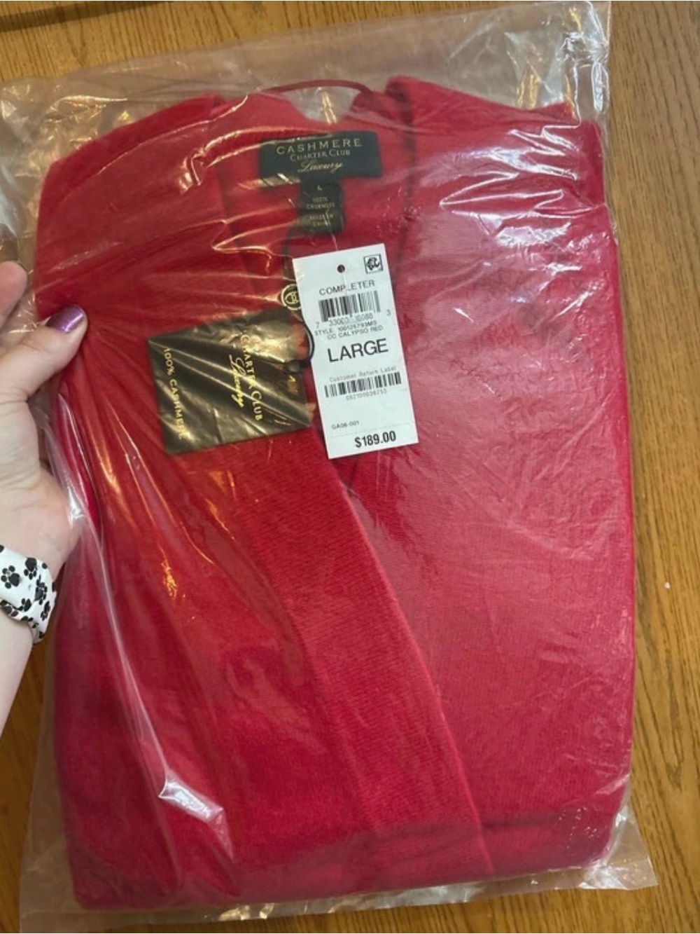 Charter Club Red Cashmere-Blend Cardigan